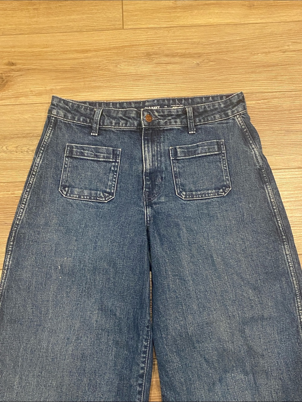 Old Navy Extra High-Rise Wide Leg Jeans in Dark Blue Sz 10 - Picture 2 of 5